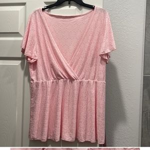 Pink Shein Baby Doll V neckline short sleeve Top, Women's size 2x
